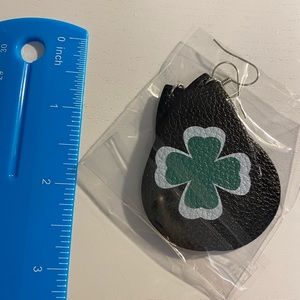 St. Patrick’s earrings 4 leaf clover*vegan leather